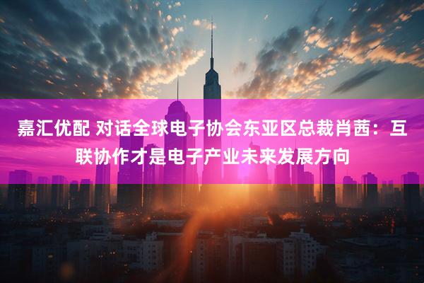 嘉汇优配 对话全球电子协会东亚区总裁肖茜：互联协作才是电子产业未来发展方向